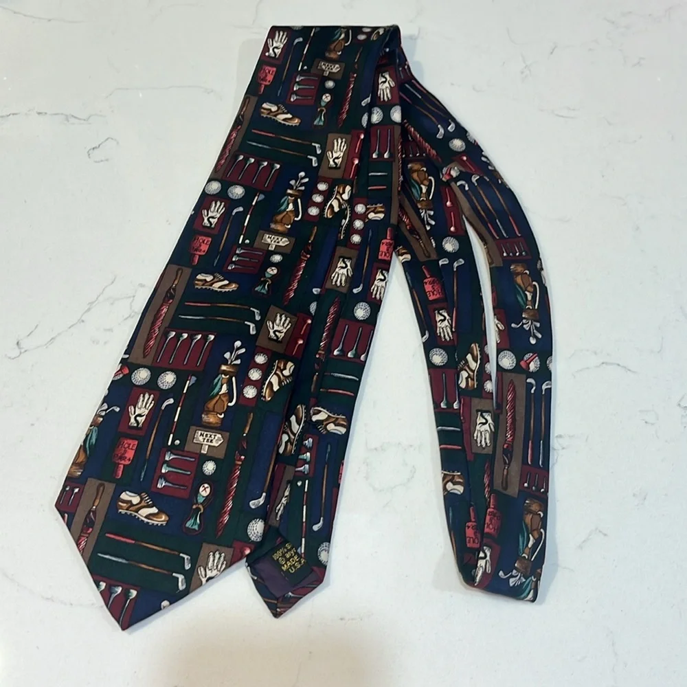 Alynn Golf Novelty Neckware Multicolor Silk Men's Tie